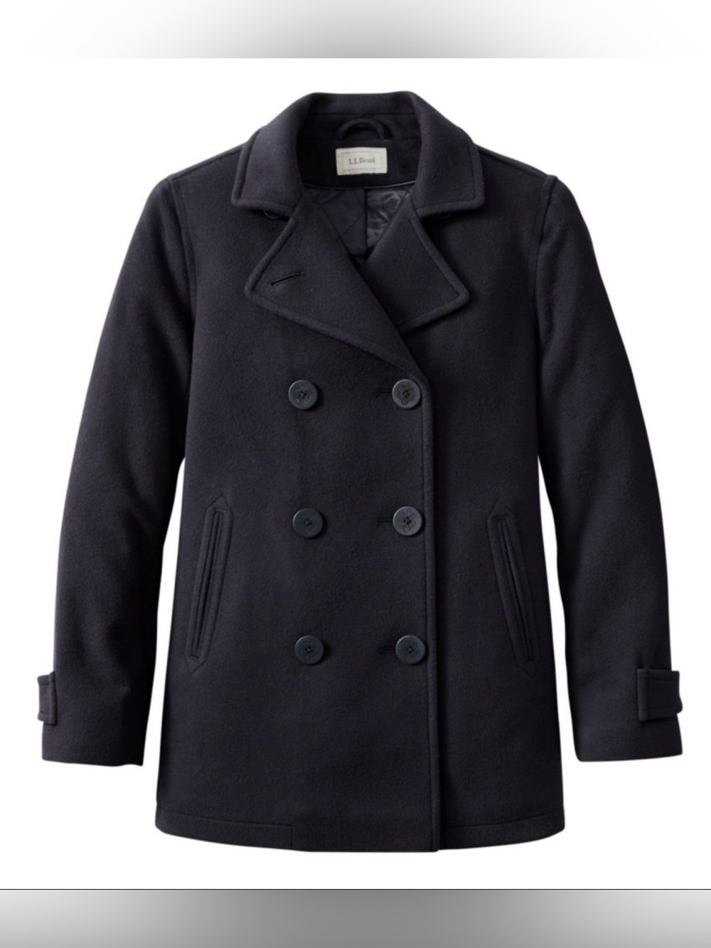 L.L. Bean Navy Wool Double-Breasted Women's Peacoat in size 6